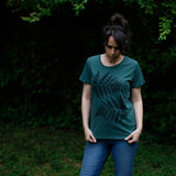 Fern Leaves Womens Tee Shirt Forest Green Made in USA