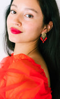 Red Bead Chandelier Studs