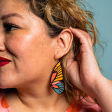 70s Butterfly Wing Retro Wood Earrings