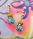 Colorful Teal Beaded Dangle Earrings