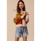 MULTI COLOR BLOCK CHECKERED SWEATER TOP