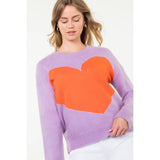 Colorblock Heart Knit Sweater