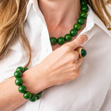 Iris Large Resin Bead Necklace Green Wholesale