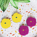 Mexican Purple Paper Flower Earrings