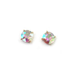 Sterling Silver S925 Post 12mm Round Glass Stud Earrings