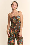 FLORAL JUMPSUIT SPAGHETTI STRAPS SQUARE NECKLINE