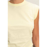 Ruched Waist Sleeveless Cotton Top