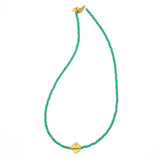 Beaded Glass Necklace with Square Bead