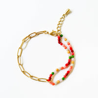 Bead and gold chain bracelet, Fall, Paperclip bracelet