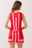 CD06979-Bold Contrast Stripe Sleeveless Mini Dress