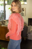 34916 Layered Tulle Detailed Sweater Top