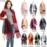Soft Chunky Plaid Fleece Oblong Tassel Scarf