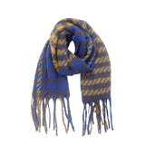Soft Two Tone Houndstooth Chunky Fleece Oblong Tassel Scarf