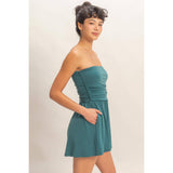Strapless Shirred Waist Romper