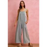 WIDE LEG LIGHTWEIGHT DENIM JUMPSUIT OVERALL