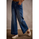 MID RISE FLARE PINTUCK BOTTOM DENIM JEANS