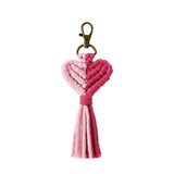 VDay Macrame Heart Two Toned Tassel Keychain