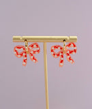 Pink and Red Pearl Bow Earrings