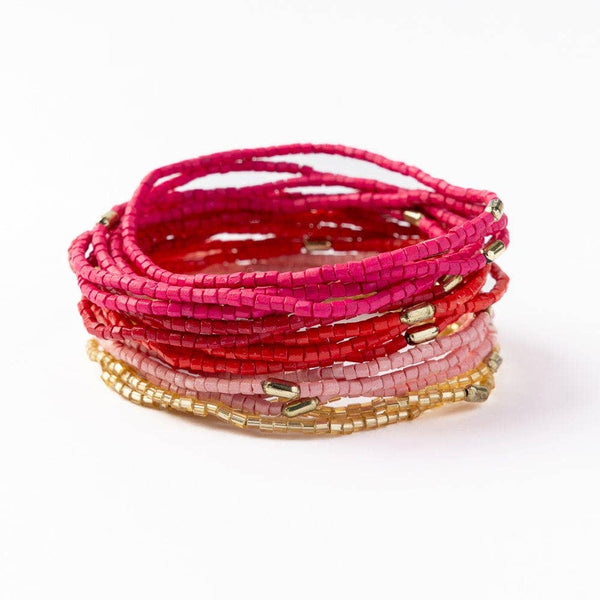 Chelsea 18 Strand Luxe Beaded Bracelet Set Pink