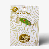 Pickle Guy Hairpin - 18k Gold Cloisonné Enamel Jewelry