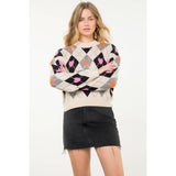 Argyle Pattern Knit Sweater
