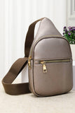 Solid PU Sling Bag: Light Brown