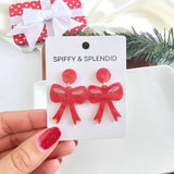 Bow Earrings - Red Shimmer // Christmas, Holiday, Jewelry