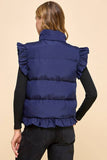 CV1235-Ruffle Trim Button Down Puffer Vest