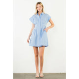 Short Sleeve Striped Button Down Dress