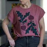 Red Beets Farmers Market Vegetables Loose Fit Boxy Tee Rouge