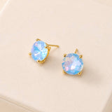 Sterling Silver S925 Post 12mm Round Glass Stud Earrings