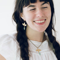 Three Leaf Earrings with Turquoise Beads