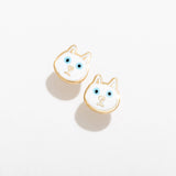 Cat Enamel Stud Earrings