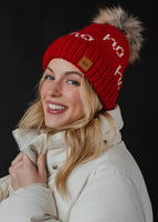 Red & White Ho Ho Ho Pom Hat