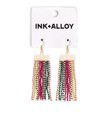 Adaline Alternating Two-Tone Strands Beaded Fringe Earring Multicolor Wholesale