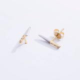 14K Gold Plated & CZ Butcher Knife Stud Earrings