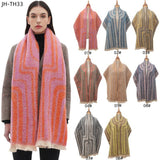 Soft Chunky Abstract/Geometric Lines Fleece Scarf (8 colors)