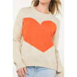 Colorblock Heart Knit Sweater