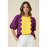 Romantic Wave Glam Scallop Blouse
