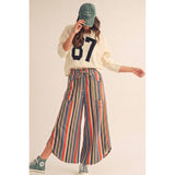 Stripe Tulip Washed Denim Relaxed Fit Pants