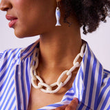 Jenna Chain Link Beaded Necklace Ivory Wholesale