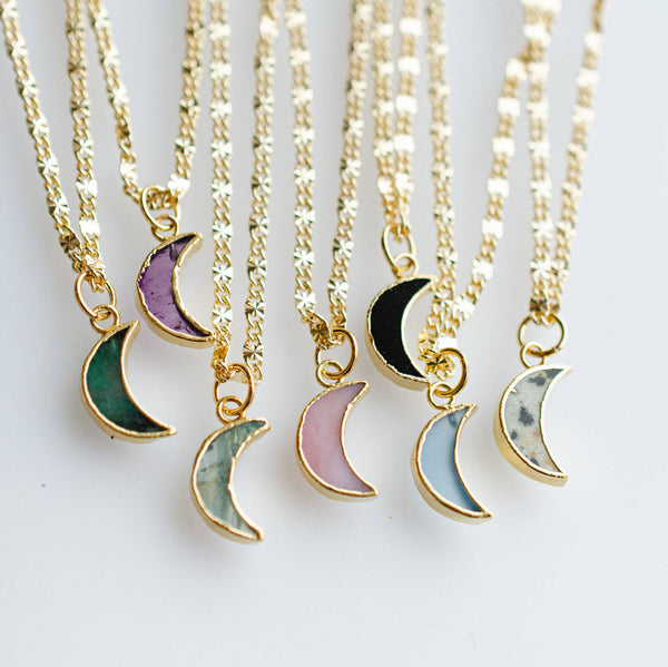 Moon Gemstone Pendant Necklace