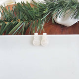 Snowman Studs - White Shimmer // Christmas, Holiday, Jewelry, Earrings