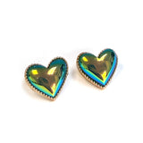 Iridescent Puffy Love Heart Stud earrings