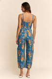 FLORAL JUMPSUIT SPAGHETTI STRAPS SQUARE NECKLINE