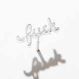 Fuck Script Stud Earring - Silver or Gold Plate, Single/Pair