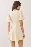 CD06182-Pleated Detail Back Hidden Zipper A Line Dress
