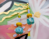 Colorful Teal Beaded Dangle Earrings