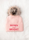 Blush Merry & Bright Knit Pom Hat