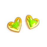 Iridescent Puffy Love Heart Stud earrings